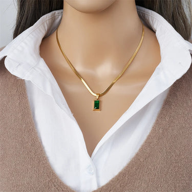 Stainless Steel Geometric Crystal Pendant